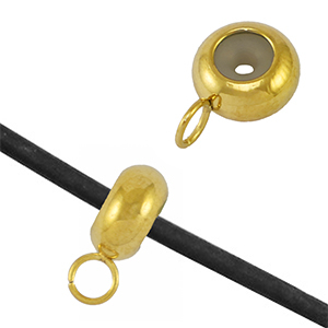 Roestvrij stalen (RVS) Stainless steel onderdelen smart bead stopper met oogje Gold