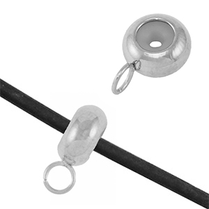 Roestvrij stalen (RVS) Stainless steel onderdelen smart bead stopper met oogje Silver