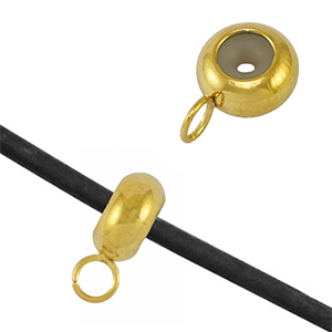 Roestvrij stalen (RVS) Stainless steel onderdelen smart bead stopper met oogje Gold