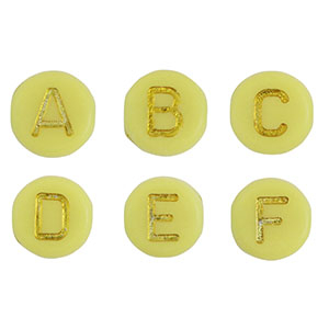 Letterkralen van acryl mix Yellow-gold