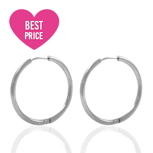 Roestvrij stalen (RVS) Stainless steel oorbellen creolen 20mm Zilver