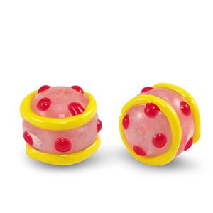 Acryl kralen dots Pink red-yellow