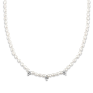 Roestvrij stalen (RVS) Stainless steel kettingen parels Silver