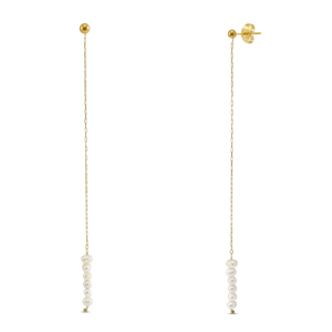 Roestvrij stalen (RVS) Stainless steel oorbellen / oorstekers parels Gold