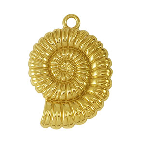 Roestvrij stalen (RVS) Stainless steel bedel zeeschelp Gold