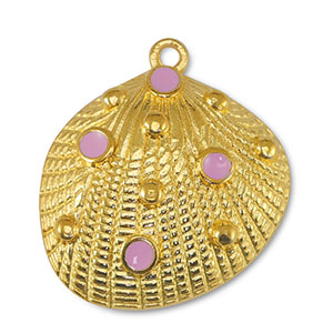 Bedels DQ metaal schelp Light Pink-Goud (nikkelvrij)