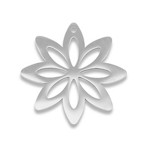 Roestvrij stalen (RVS) Stainless steel bedels bloem Silver