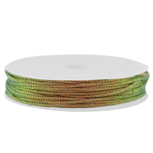 Macram&eacute; draad gevlochten 1mm Multicolour-orange green metallic