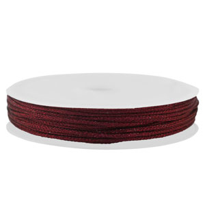 Macram&eacute; draad gevlochten 1mm Bordeaux metallic
