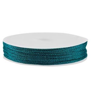 Macram&eacute; draad gevlochten 1mm Teal metallic