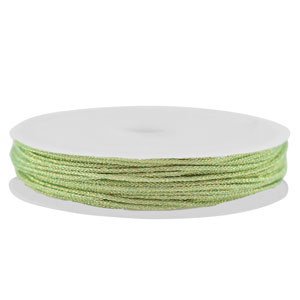 Macram&eacute; draad gevlochten 0,8mm Light green-gold metallic