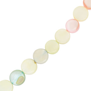 Schelp kralen plat rond Multicolour pastel