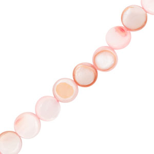 Schelp kralen plat rond Light pink