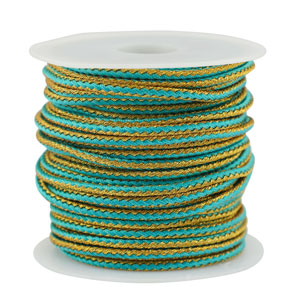 Trendy koord gevlochten 2.3mm Turquoise-gold