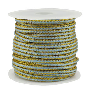 Trendy koord gevlochten 2.3mm Light blue-gold