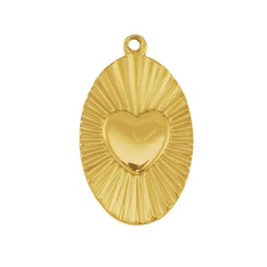 Roestvrij stalen (RVS) Stainless steel bedels hart Gold