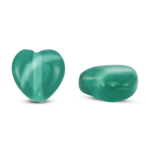 Glaskralen Cat's eye hart Dark green