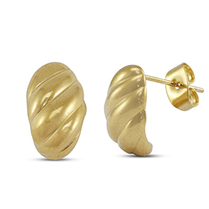 Roestvrij stalen (RVS) Stainless steel oorbellen / oorstekers twisted Gold