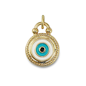 Brass TQ metaal bedels evil eye Gold-emerald blue