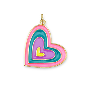 Brass TQ metaal bedels hart Gold-multicolor