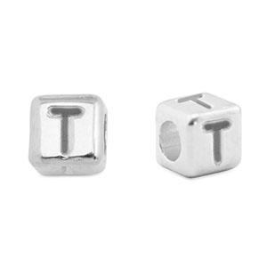 Letterkralen DQ metaal T Antiek zilver (nikkelvrij)