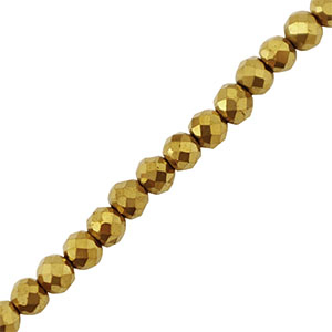 Hematite kralen rond 3mm facet geslepen Gold