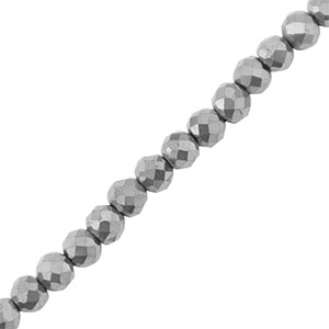 Hematite kralen rond 3mm facet geslepen Silver