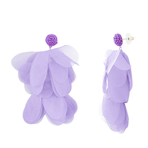 Trendy oorbellen/oorstekers chiffon bloem Lavender-gold