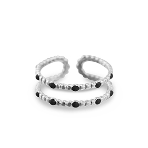 Roestvrij stalen (RVS) Stainless steel ringen stippen Silver-black