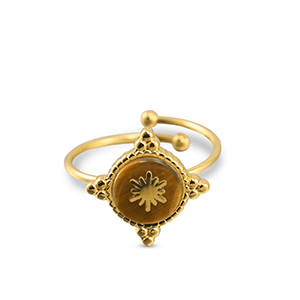 Roestvrij stalen (RVS) Stainless steel ringen sneeuwvlok Gold-brown