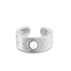 Roestvrij stalen (RVS) Stainless steel ringen parel Silver-white