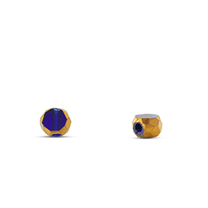 Glaskralen irregular Blue transparent-gold