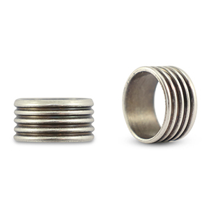 Schuivers DQ metaal ring met ribbel Antiek zilver (Nikkelvrij)