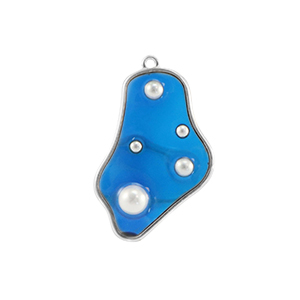 Resin hangers irregular met parels Silver-blue-white