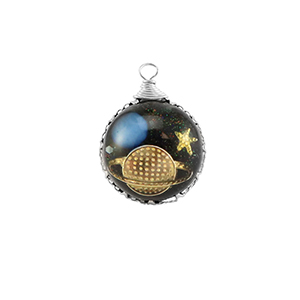 Resin hangers rond galaxy Silver-blue-gold-glitter