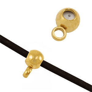 Roestvrij stalen (RVS) stainless steel onderdelen bead stopper met oogje Gold