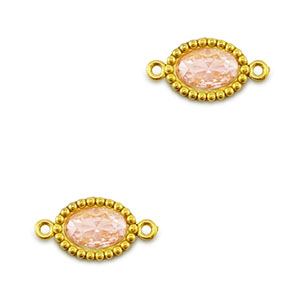 Roestvrij stalen (RVS) Stainless steel tussenstukken zirkonia ovaal Gold-light orange