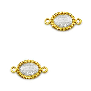 Roestvrij stalen (RVS) Stainless steel tussenstukken zirkonia ovaal Gold-transparent