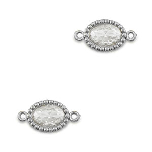 Roestvrij stalen (RVS) Stainless steel tussenstukken zirkonia ovaal Silver-transparent