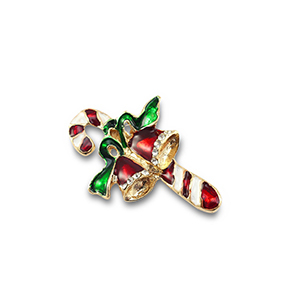 Broches zuurstok met kerstklokken Gold-red-green-white