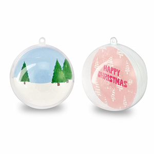 Transparant ornament bal Transparent-pink/white-blue-green