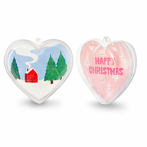 Transparant ornament hart Transparent-pink/white-blue-green