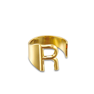 Roestvrij stalen (RVS) Stainless steel ringen letter R Gold
