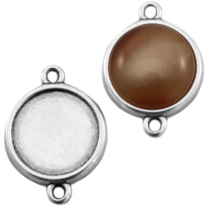 DQ metaal settings tussenstuk voor 12mm cabochon Antiek zilver (nikkelvrij)
