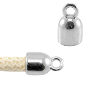 DQ metaal eindkapje met oog voor 5mm koord Antiek zilver (nikkelvrij)