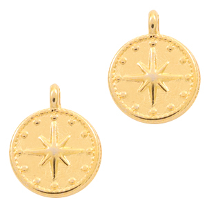Bedels DQ metaal galaxy star rond 12mm Goud (nikkelvrij)