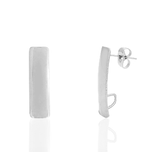 Roestvrij stalen (RVS) Stainless steel oorbellen / oorstekers rechthoek met oogje Zilver