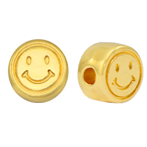 Kralen DQ metaal smiley 7mm Goud (nikkelvrij)