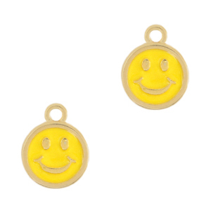 Bedels DQ metaal smiley Goud-sunrise yellow (nikkelvrij)