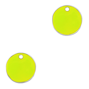 Bedels DQ metaal 10mm Antiek zilver-neon yellow (nikkelvrij)